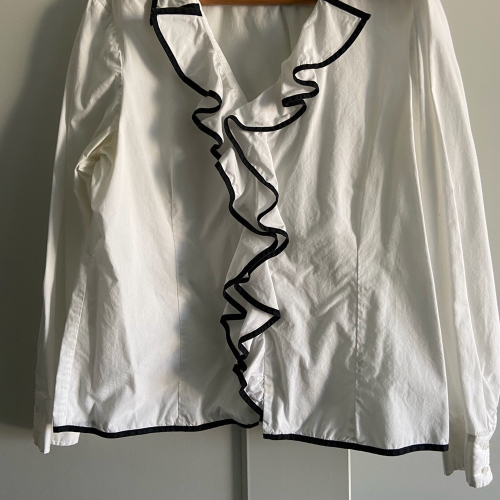 Free with purchase of another item. White and Black ruffled blouse,size 14